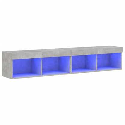 vidaXL TV Cabinets with LED Lights 2 pcs Concrete Grey 80x30x30 cm