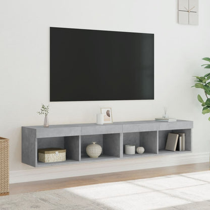 vidaXL TV Cabinets with LED Lights 2 pcs Concrete Grey 80x30x30 cm