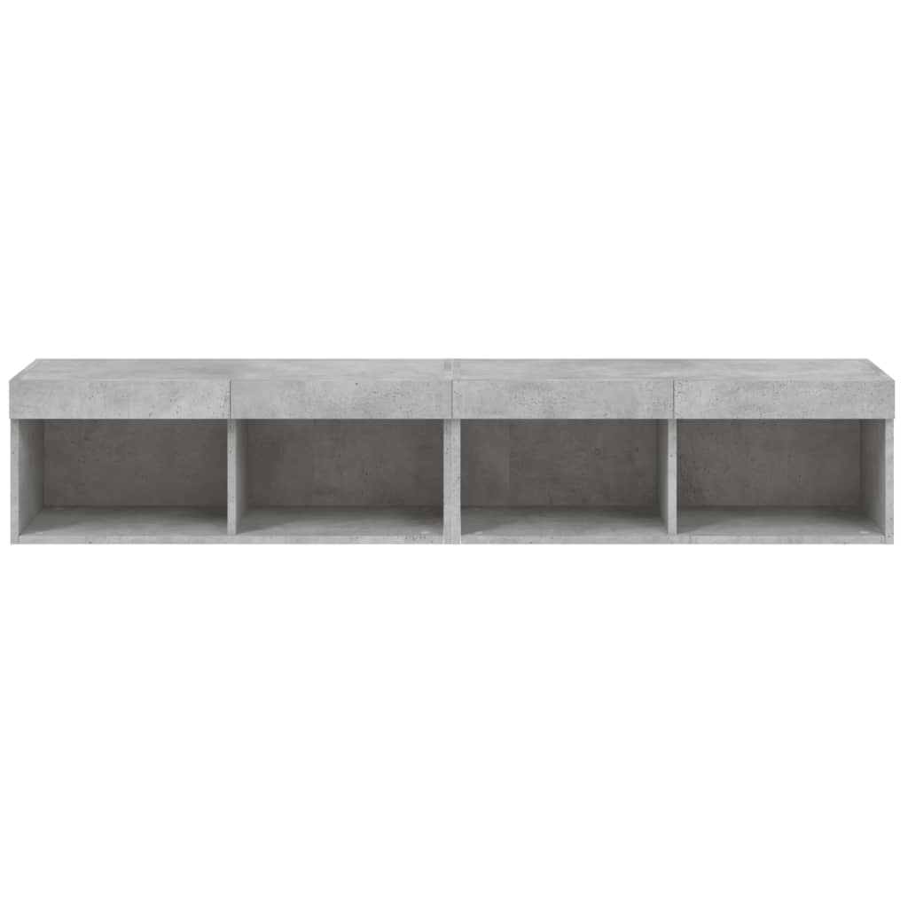 vidaXL TV Cabinets with LED Lights 2 pcs Concrete Grey 80x30x30 cm