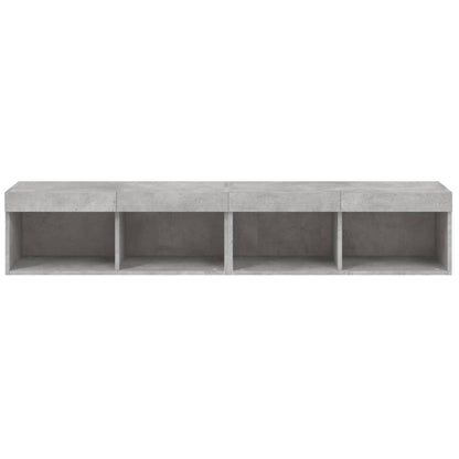 vidaXL TV Cabinets with LED Lights 2 pcs Concrete Grey 80x30x30 cm