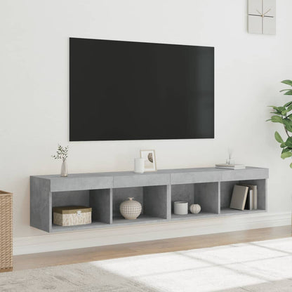 vidaXL TV Cabinets with LED Lights 2 pcs Concrete Grey 80x30x30 cm