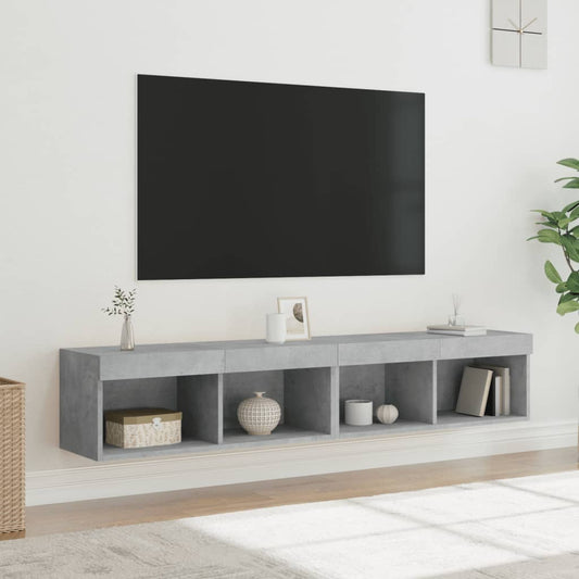 vidaXL 2 Piece TV Cabinet Set with LED Lights Concrete Grey 80x30x30 cm