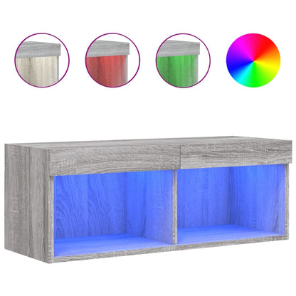 vidaXL TV Cabinet with LED Lights Grey Sonoma 80x30x30 cm