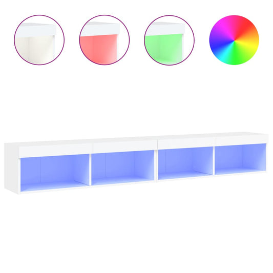 vidaXL 2 Piece TV Cabinet Set with LED Lights White 100x30x30 cm