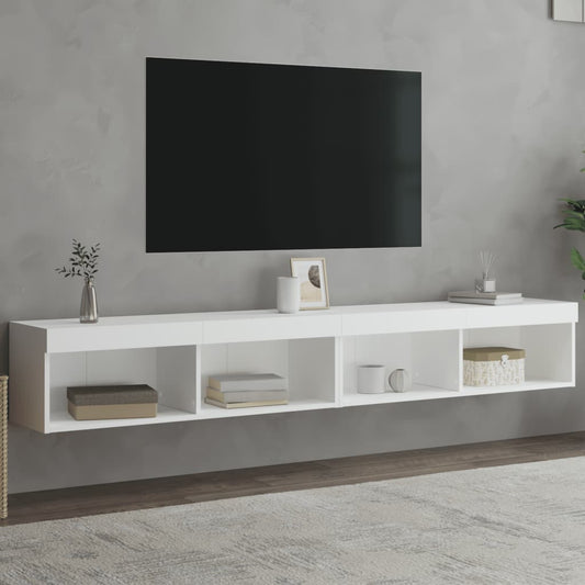 vidaXL 2 Piece TV Cabinet Set with LED Lights White 100x30x30 cm