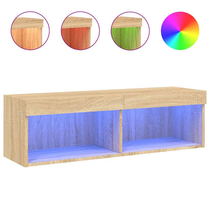 vidaXL TV Cabinet with LED Lights Sonoma Oak 100x30x30 cm