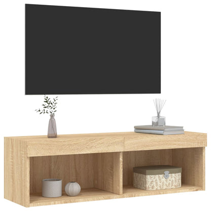 vidaXL TV Cabinet with LED Lights Sonoma Oak 100x30x30 cm