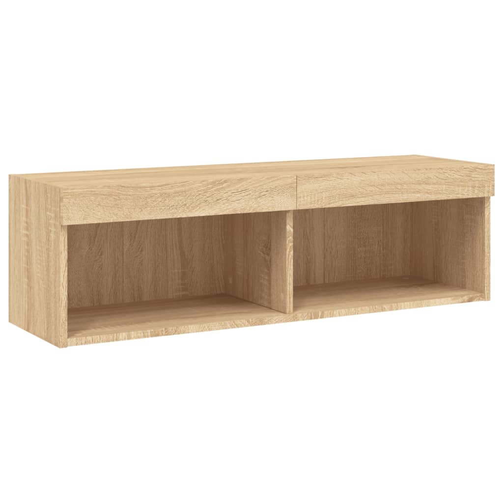 vidaXL TV Cabinet with LED Lights Sonoma Oak 100x30x30 cm