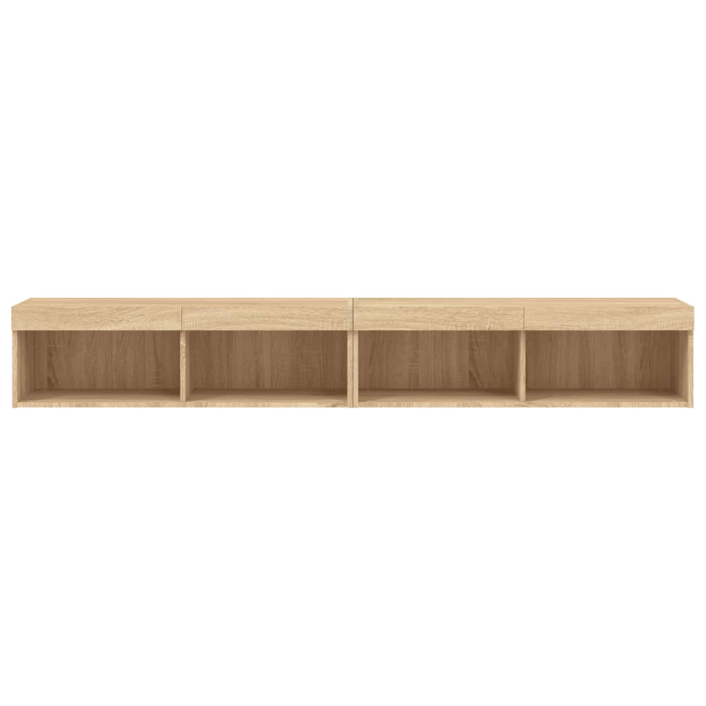 vidaXL TV Cabinets with LED Lights 2 pcs Sonoma Oak 100x30x30 cm
