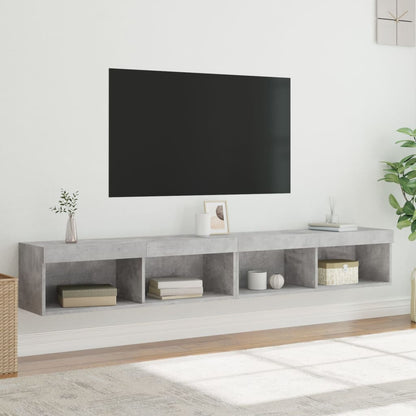 vidaXL TV Cabinets with LED Lights 2 pcs Concrete Grey 100x30x30 cm