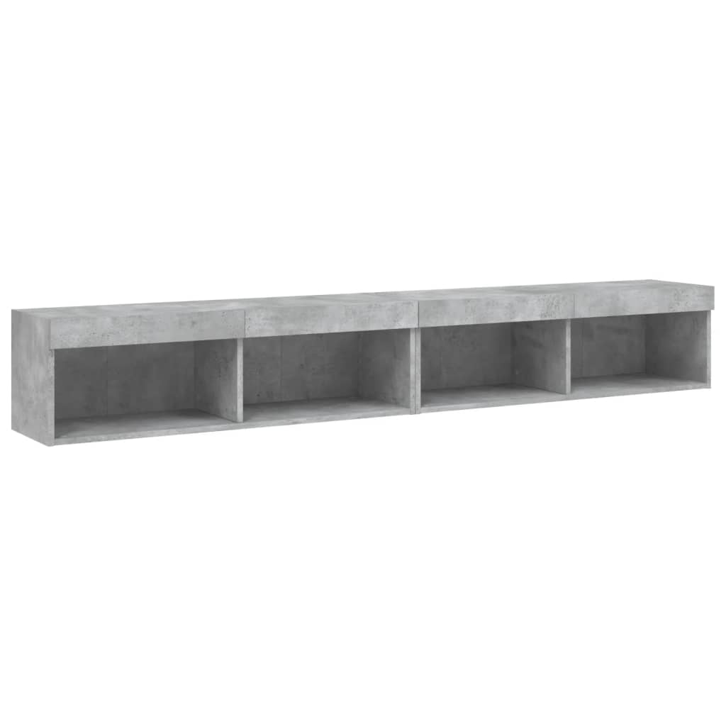 vidaXL TV Cabinets with LED Lights 2 pcs Concrete Grey 100x30x30 cm
