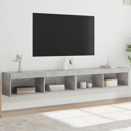 vidaXL 2 Piece TV Cabinet Set with LED Lights Concrete Grey 100x30x30 cm