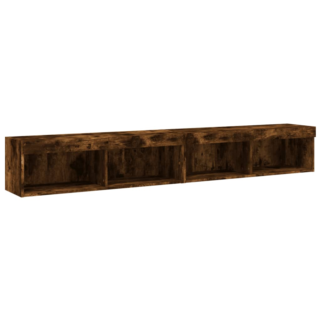 vidaXL TV Cabinets with LED Lights 2 pcs Smoked Oak 100x30x30 cm