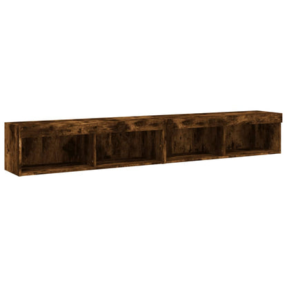 vidaXL TV Cabinets with LED Lights 2 pcs Smoked Oak 100x30x30 cm