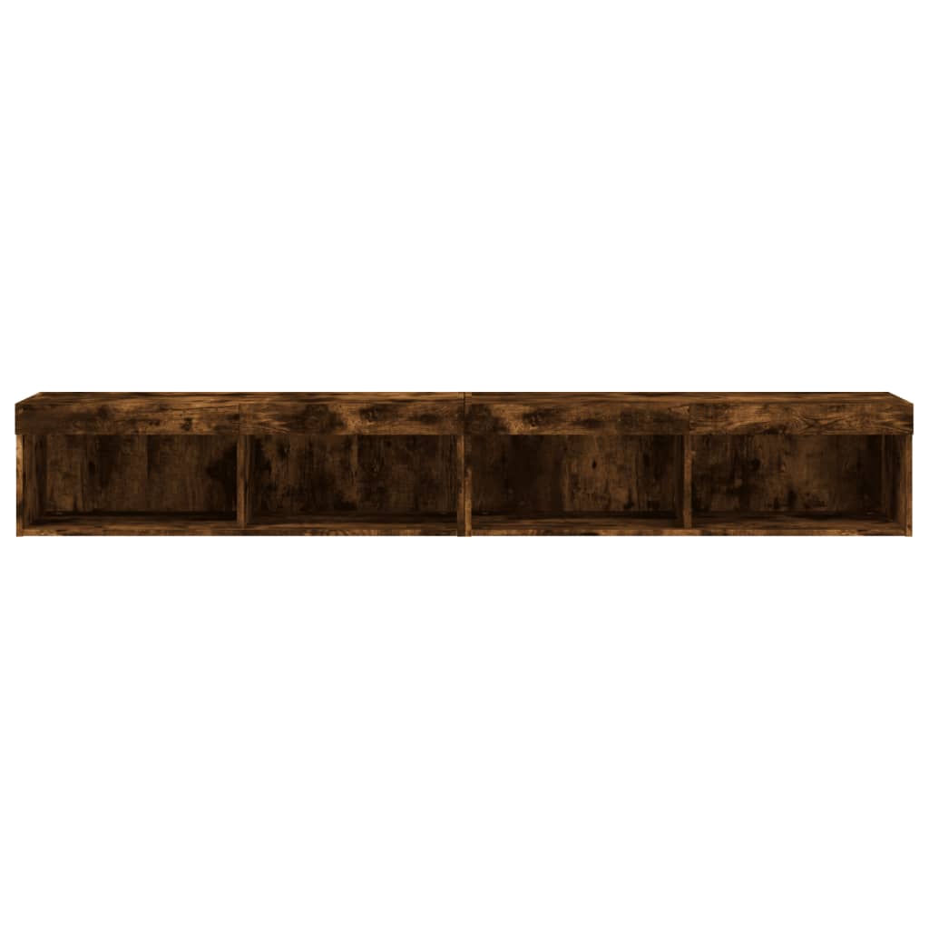 vidaXL TV Cabinets with LED Lights 2 pcs Smoked Oak 100x30x30 cm