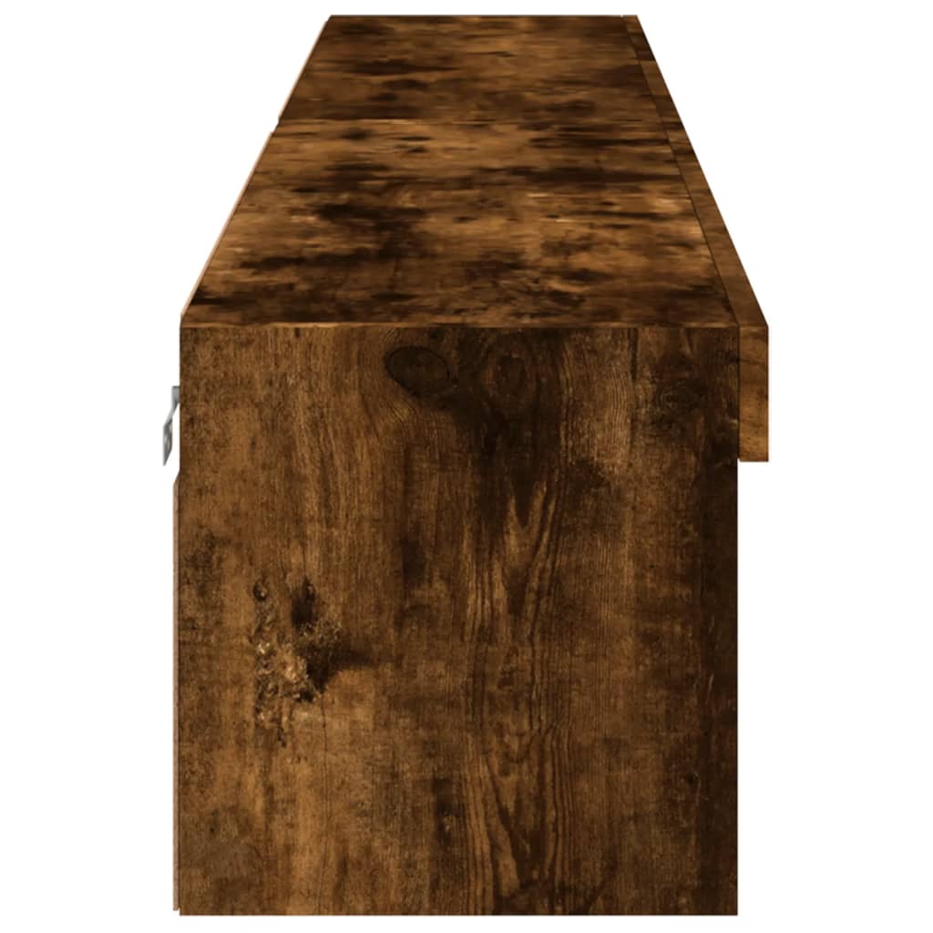 vidaXL TV Cabinets with LED Lights 2 pcs Smoked Oak 100x30x30 cm