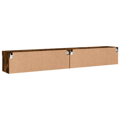 vidaXL TV Cabinets with LED Lights 2 pcs Smoked Oak 100x30x30 cm