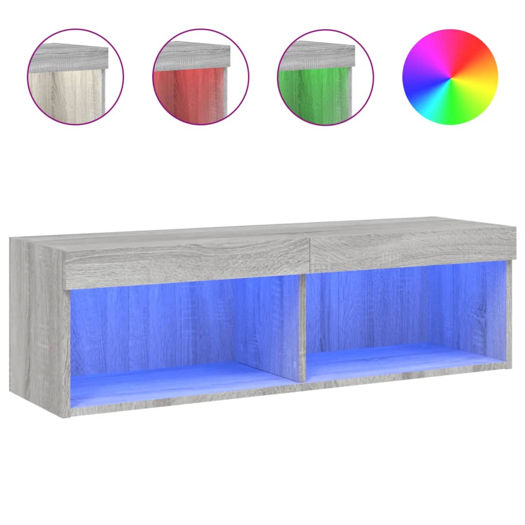 vidaXL TV Cabinet with LED Lights Grey Sonoma 100x30x30 cm