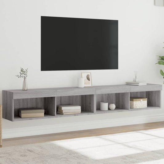 vidaXL 2 Piece TV Cabinet Set with LED Lights Grey Sonoma 100x30x30 cm