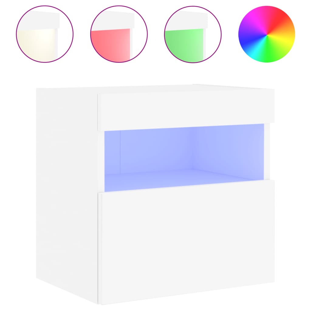 vidaXL TV Wall Cabinet with LED Lights White 40x30x40 cm