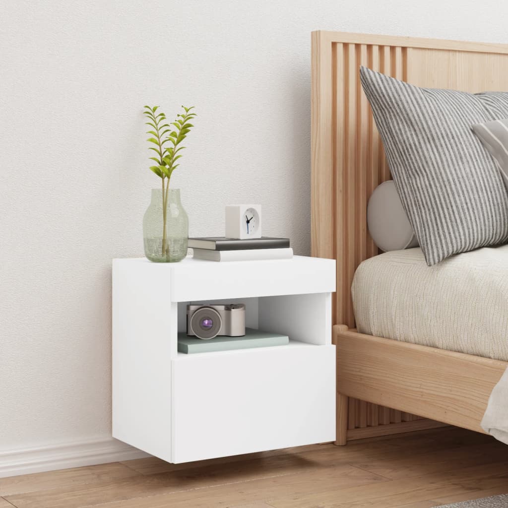 vidaXL TV Wall Cabinet with LED Lights White 40x30x40 cm