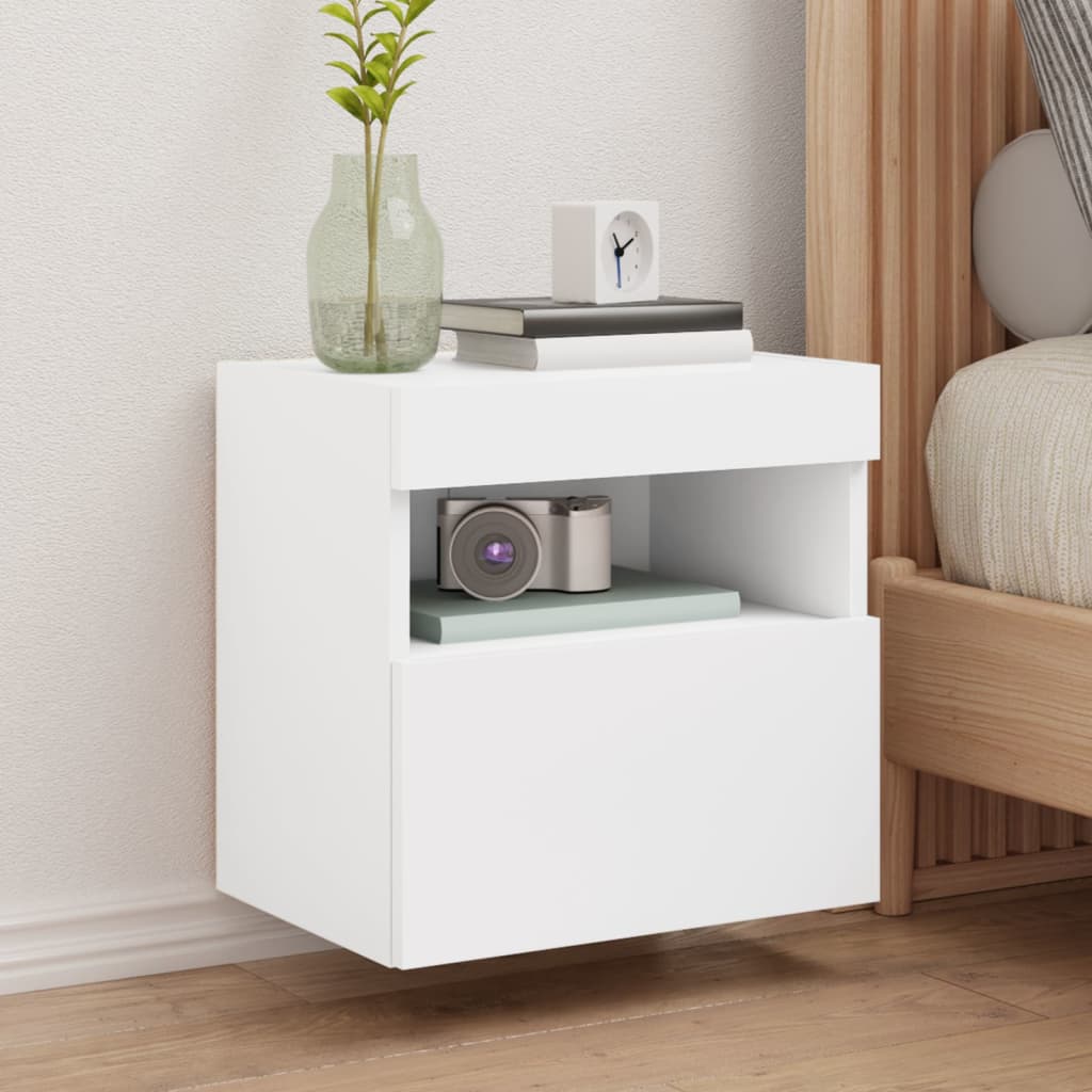 vidaXL TV Wall Cabinet with LED Lights White 40x30x40 cm