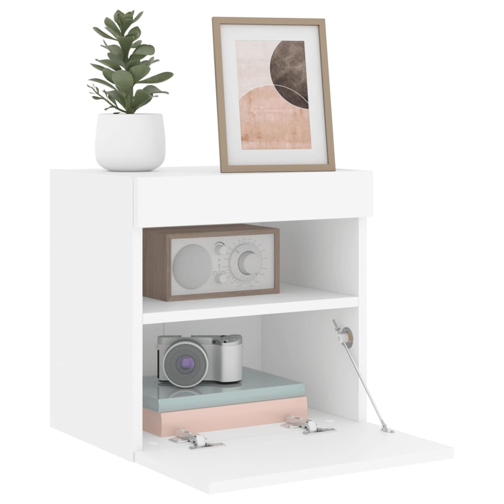 vidaXL TV Wall Cabinets with LED Lights 2 pcs White 40x30x40 cm