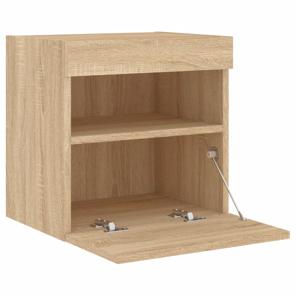 vidaXL TV Wall Cabinet with LED Lights Sonoma Oak 40x30x40 cm