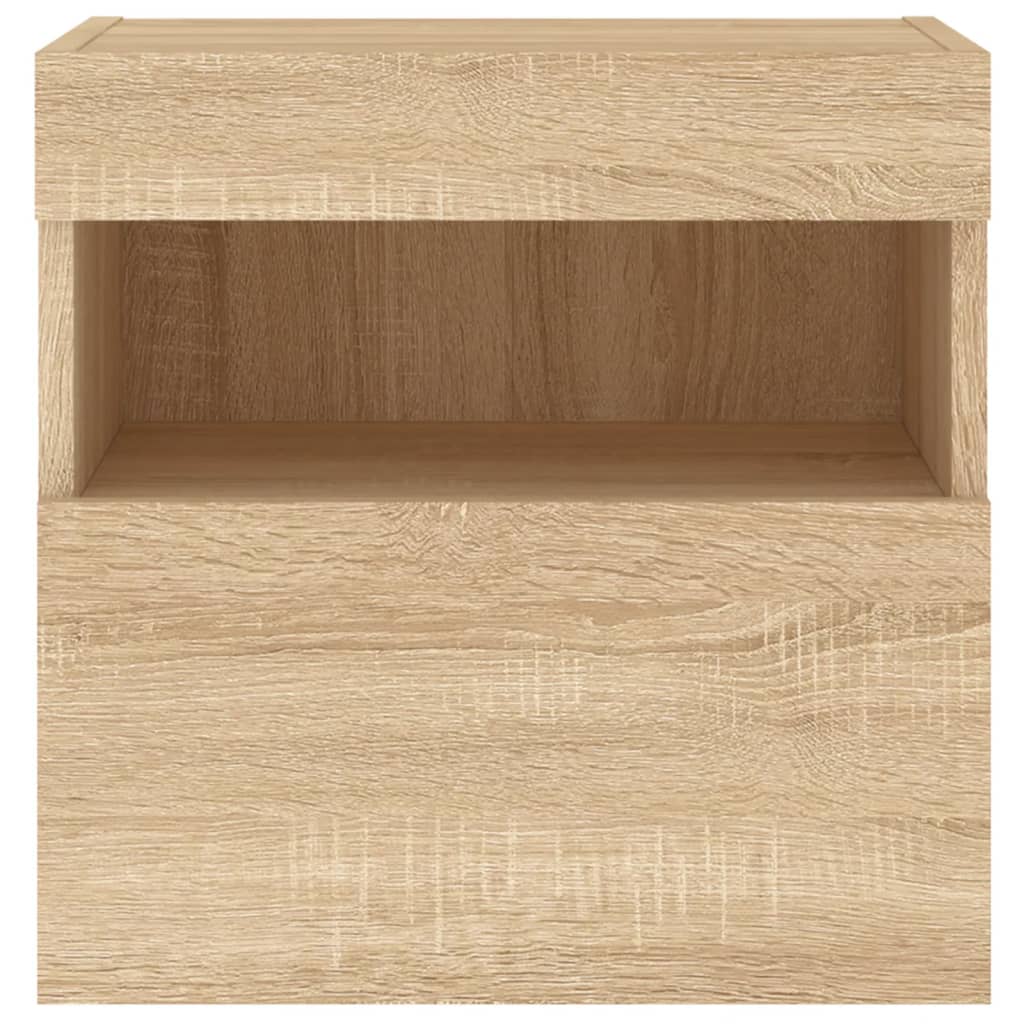 vidaXL TV Wall Cabinet with LED Lights Sonoma Oak 40x30x40 cm