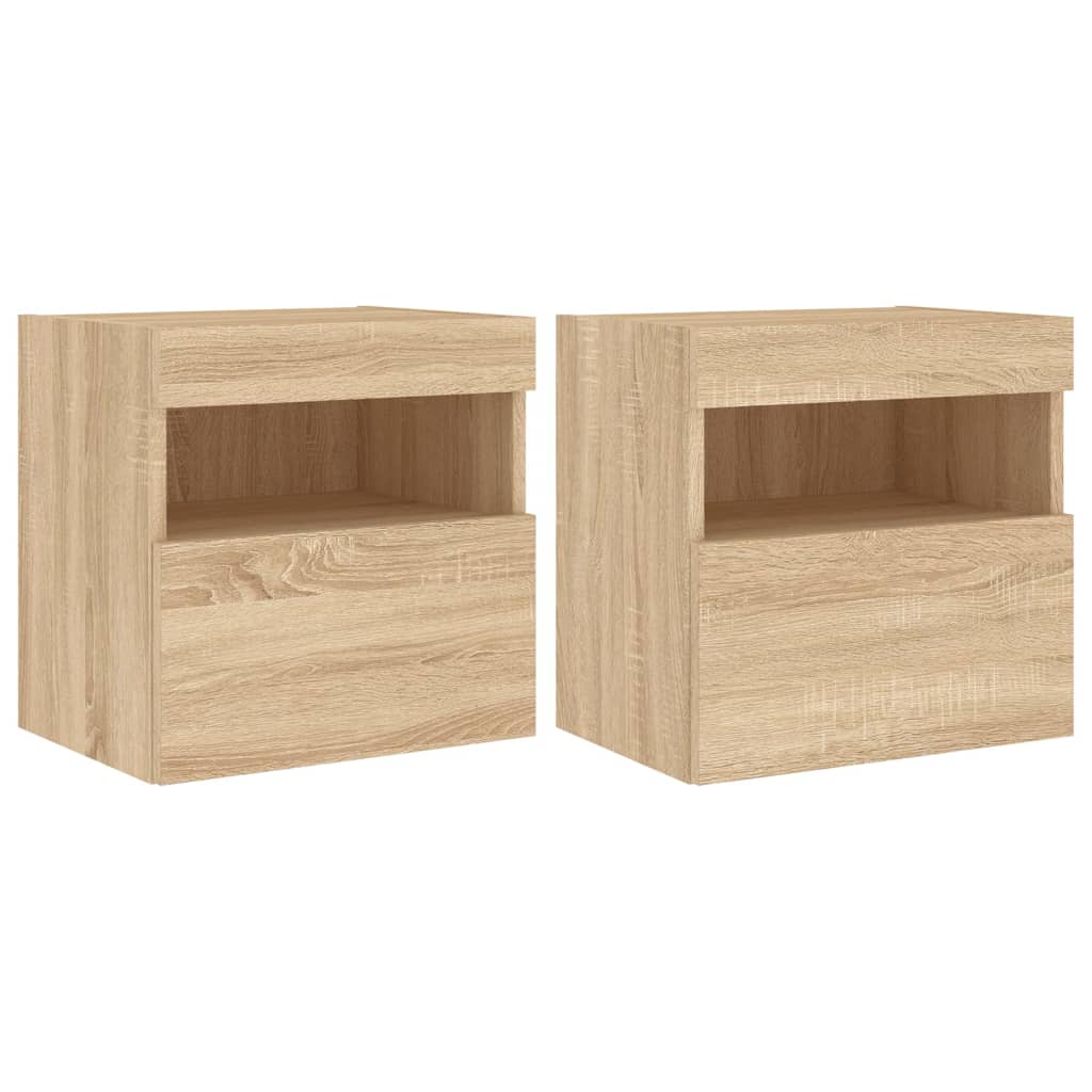 vidaXL TV Wall Cabinets with LED Lights 2 pcs Sonoma Oak 40x30x40 cm