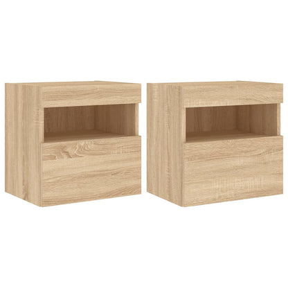 vidaXL TV Wall Cabinets with LED Lights 2 pcs Sonoma Oak 40x30x40 cm