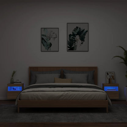vidaXL TV Wall Cabinets with LED Lights 2 pcs Sonoma Oak 40x30x40 cm