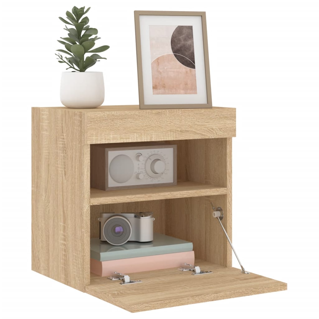 vidaXL TV Wall Cabinets with LED Lights 2 pcs Sonoma Oak 40x30x40 cm