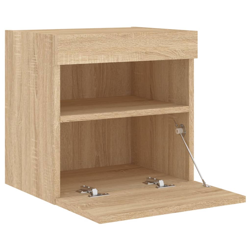 vidaXL TV Wall Cabinets with LED Lights 2 pcs Sonoma Oak 40x30x40 cm