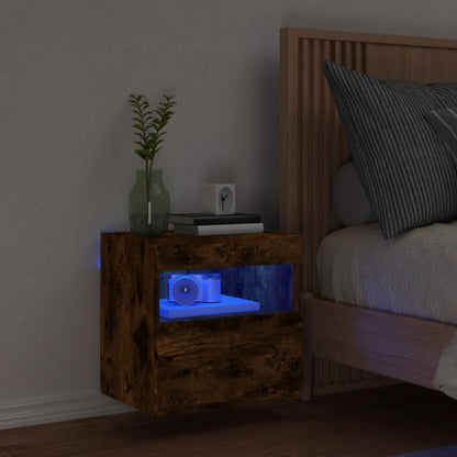 vidaXL TV Wall Cabinet with LED Lights Smoked Oak 40x30x40 cm
