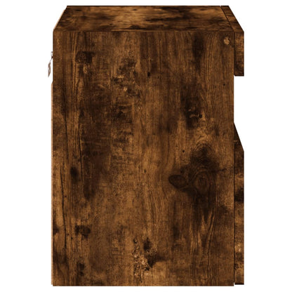 vidaXL TV Wall Cabinet with LED Lights Smoked Oak 40x30x40 cm