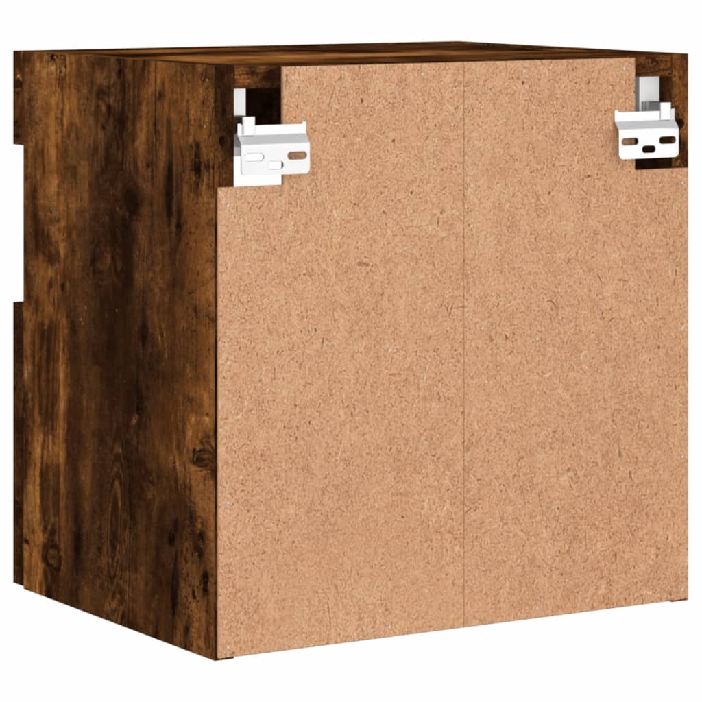 vidaXL TV Wall Cabinet with LED Lights Smoked Oak 40x30x40 cm