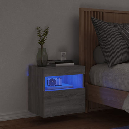 vidaXL TV Wall Cabinet with LED Lights Grey Sonoma 40x30x40 cm