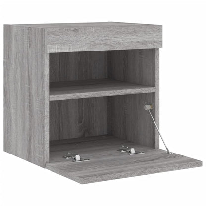 vidaXL TV Wall Cabinet with LED Lights Grey Sonoma 40x30x40 cm