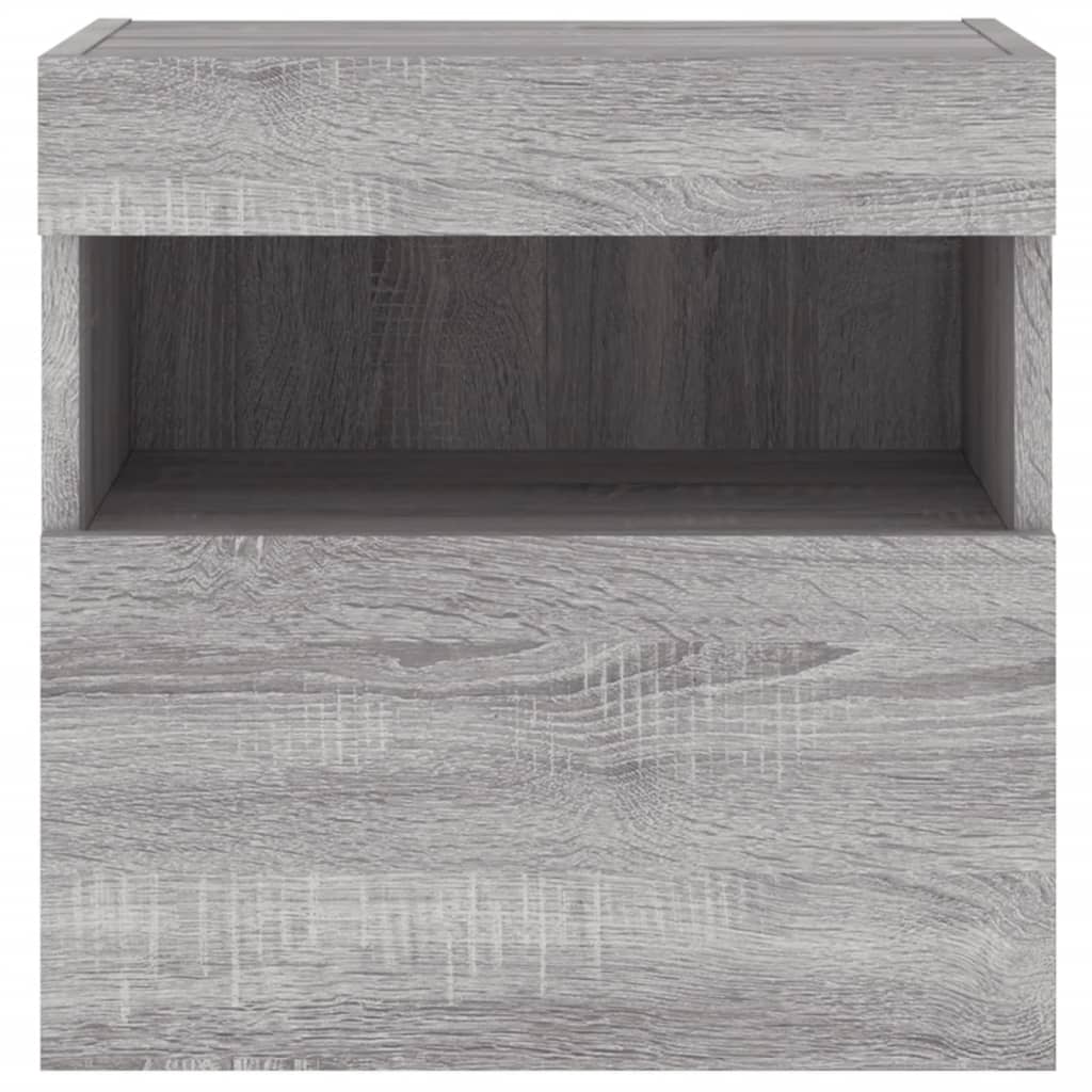 vidaXL TV Wall Cabinet with LED Lights Grey Sonoma 40x30x40 cm