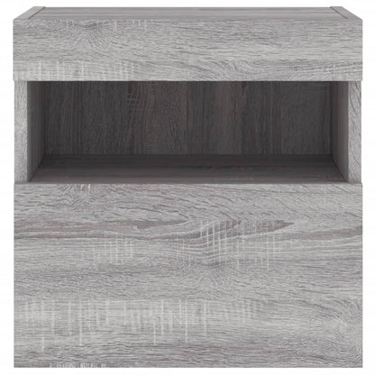 vidaXL TV Wall Cabinet with LED Lights Grey Sonoma 40x30x40 cm