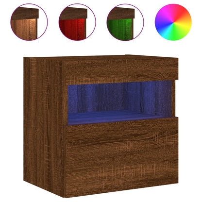 vidaXL TV Wall Cabinet with LED Lights Brown Oak 40x30x40 cm
