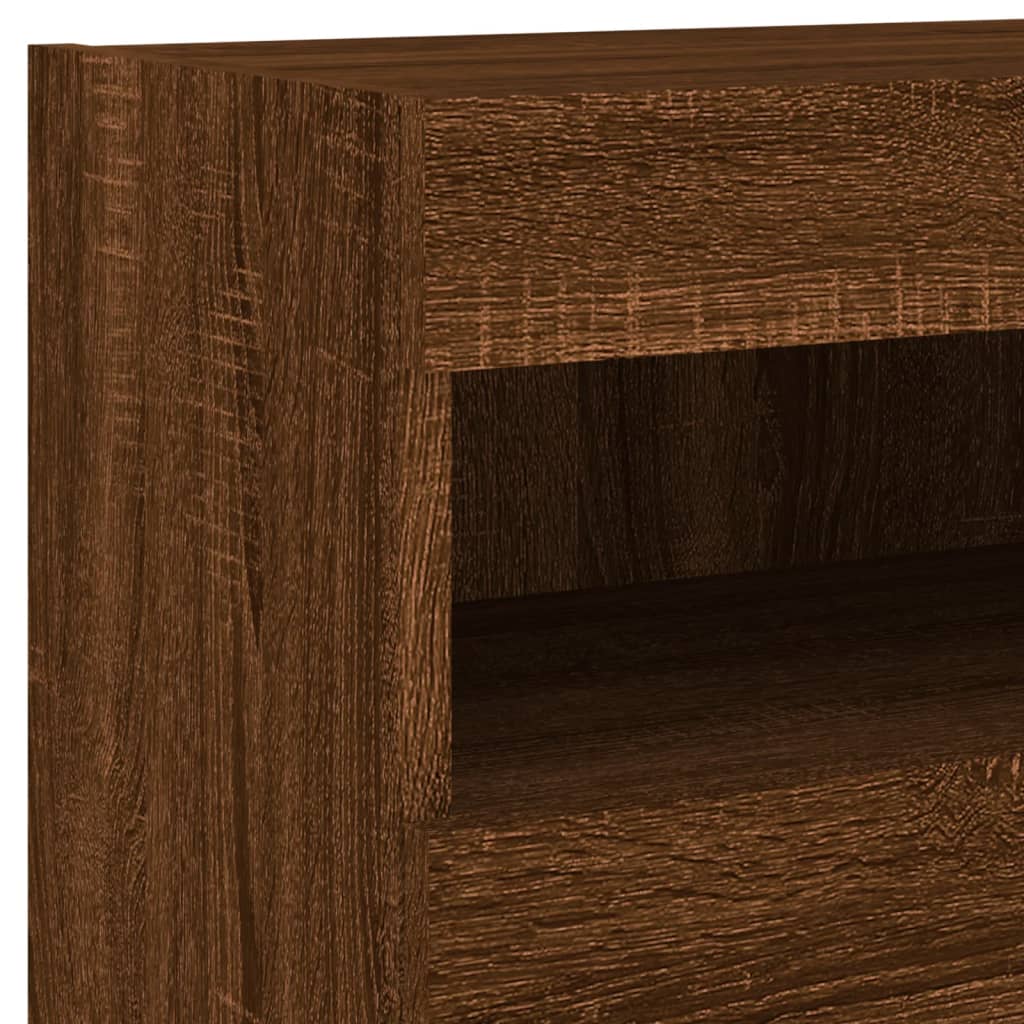 vidaXL TV Wall Cabinet with LED Lights Brown Oak 40x30x40 cm