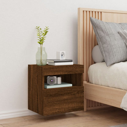 vidaXL TV Wall Cabinet with LED Lights Brown Oak 40x30x40 cm