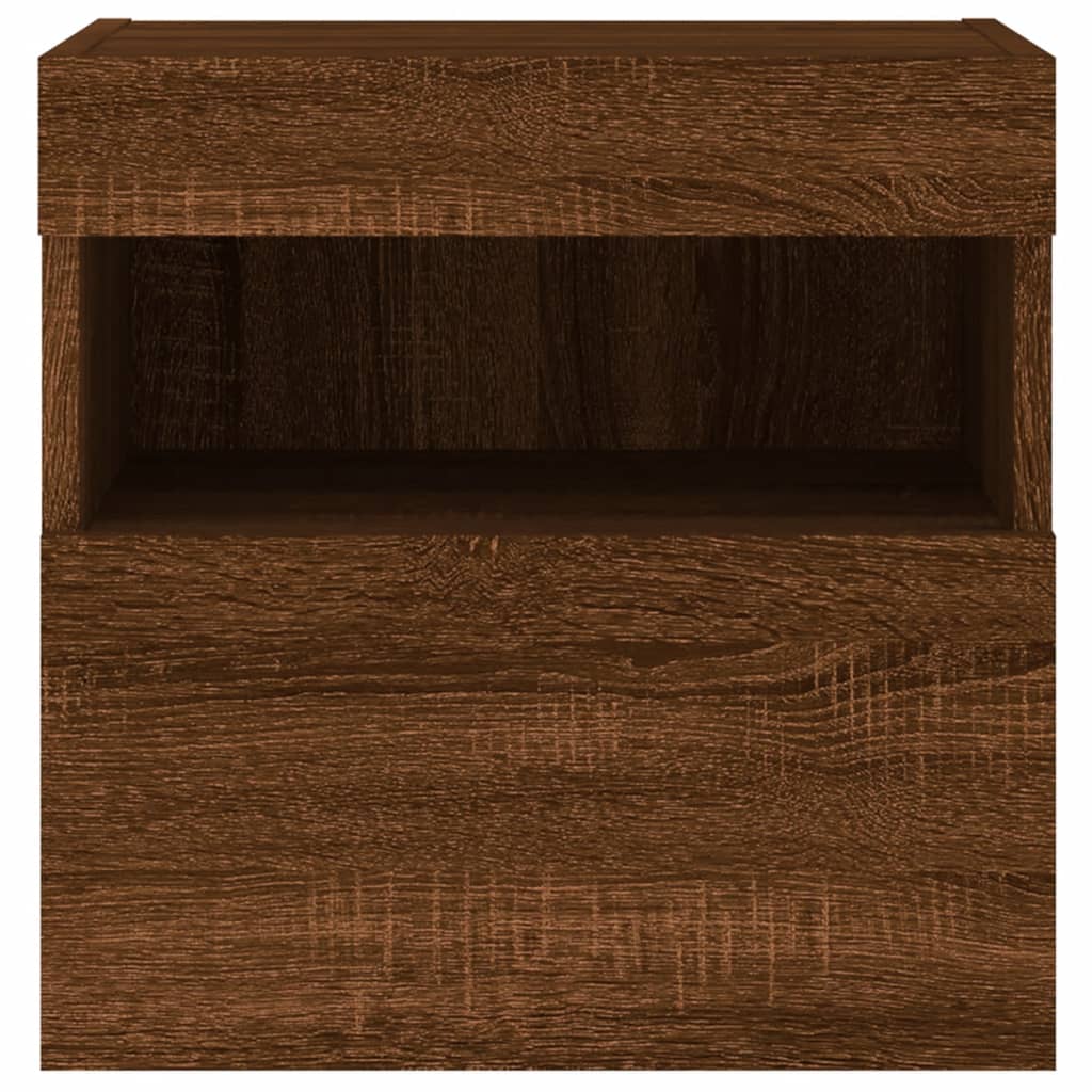 vidaXL TV Wall Cabinet with LED Lights Brown Oak 40x30x40 cm