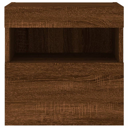 vidaXL TV Wall Cabinet with LED Lights Brown Oak 40x30x40 cm