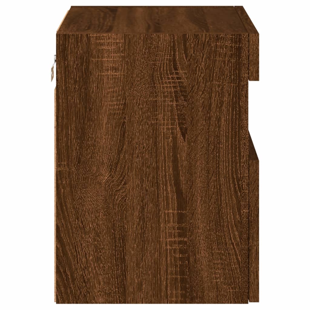 vidaXL TV Wall Cabinet with LED Lights Brown Oak 40x30x40 cm