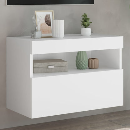 vidaXL TV Wall Cabinet with LED Lights White 60x30x40 cm