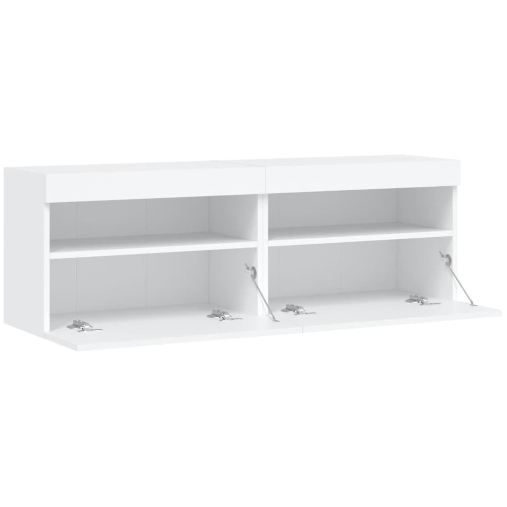vidaXL TV Wall Cabinets with LED Lights 2 pcs White 60x30x40 cm