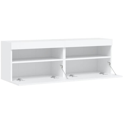vidaXL TV Wall Cabinets with LED Lights 2 pcs White 60x30x40 cm